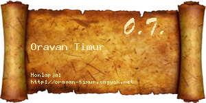 Oravan Timur névjegykártya